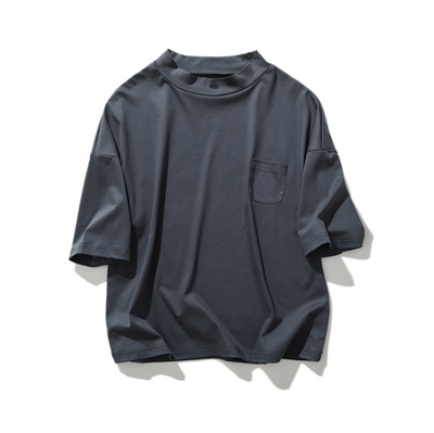 気付けば手に取る　コットンカットソー  ボトルネック7分袖Tシャツ　カットソー 220601