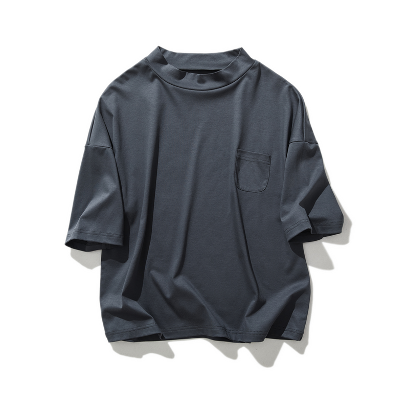 気付けば手に取る　コットンカットソー  ボトルネック7分袖Tシャツ　カットソー 220601