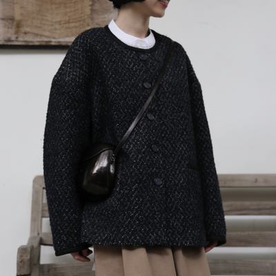 上質に寄り添う、ツイードの羽織りジャケット 　イタリア産上質ウール生地使用　ツイードコート　251008-1