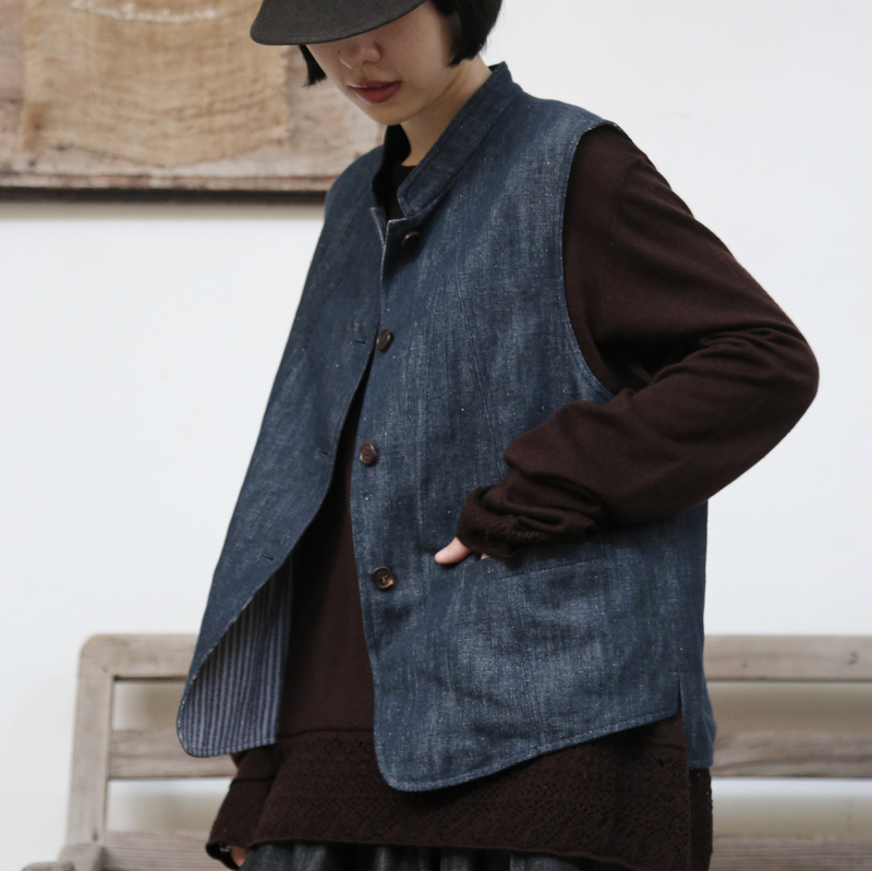 一枚で二役の頼もしいベスト リバーシブル2WAY　ベスト　デニムベスト　251009-1