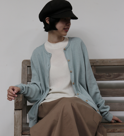 心地よい着心地の年中愛用ニットカーディガン 　コットンリネン カーディガン　251013