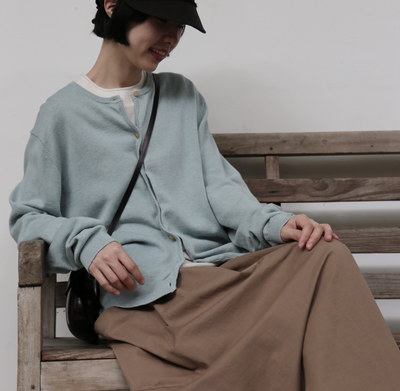 心地よい着心地の年中愛用ニットカーディガン 　コットンリネン カーディガン　251013