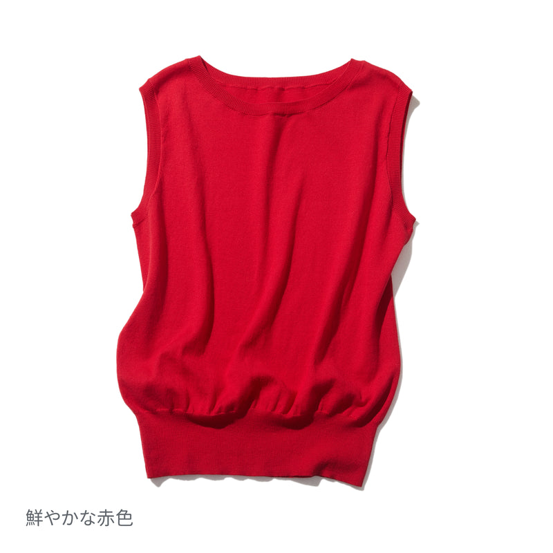 大人の毎日を彩る「実力派」ノースリーブニットトップス　コットン100％　220505