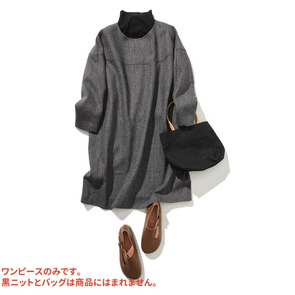 大人気のヴィンテージ風柄　秋冬厚てワンピース　ゆったり　裏地付き221002-3