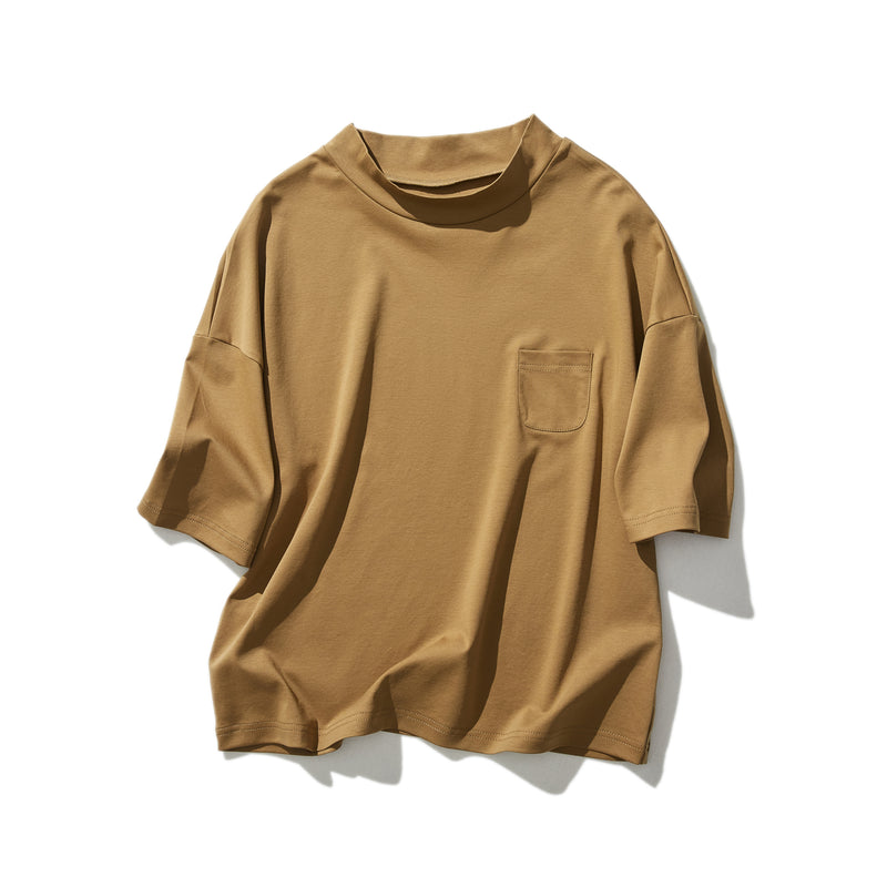 気付けば手に取る　コットンカットソー  ボトルネック7分袖Tシャツ　カットソー 220601