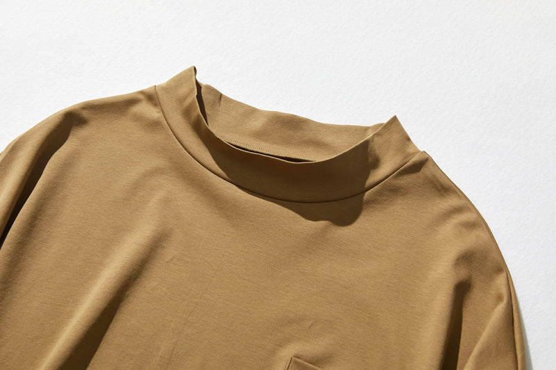 気付けば手に取る　コットンカットソー  ボトルネック7分袖Tシャツ　カットソー 220601