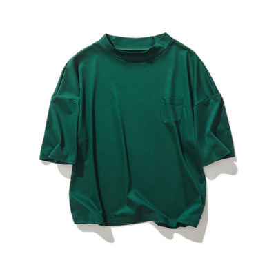 気付けば手に取る　コットンカットソー  ボトルネック7分袖Tシャツ　カットソー 220601