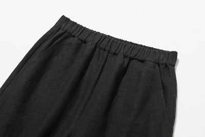【2025新色】ウエストが楽な着やせワイドパンツ　リネンロングパンツ　秋冬にも　200907