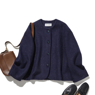 上品な印象のウールジャケット　ショートアウター 裏地付き　241103