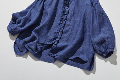 季節を問わず活躍する万能アイテム　フランス産リネン　リネンブラウス　250213