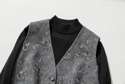 ヴィンテージ感溢れ　大人の刺繍生地ベスト　ウール混　231106-1