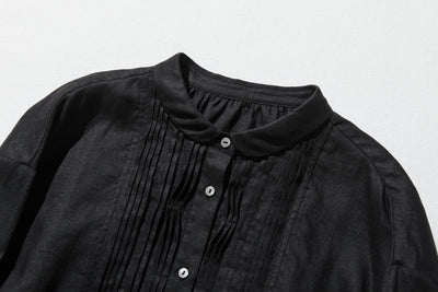 洗練された印象を叶える　大人のきれいめシャツブラウス 長袖ブラウス　リネン100％　250920