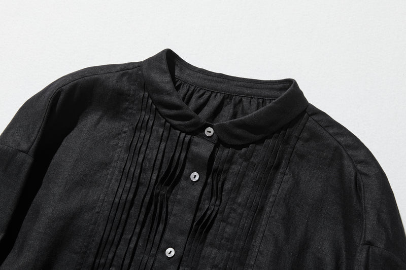 洗練された印象を叶える　大人のきれいめシャツブラウス 長袖ブラウス　リネン100％　250920