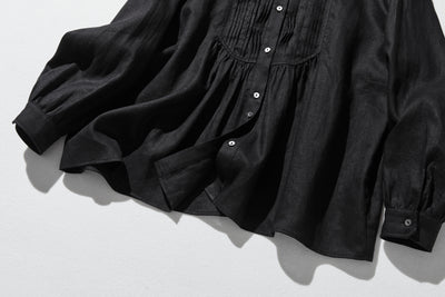 洗練された印象を叶える　大人のきれいめシャツブラウス 長袖ブラウス　リネン100％　250920