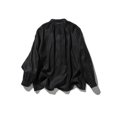 洗練された印象を叶える　大人のきれいめシャツブラウス 長袖ブラウス　リネン100％　250920