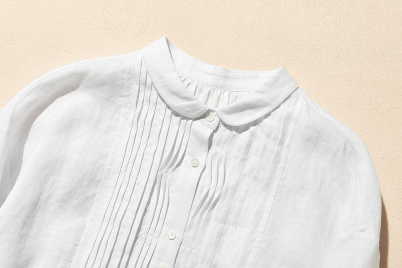 洗練された印象を叶える　大人のきれいめシャツブラウス 長袖ブラウス　リネン100％　250920