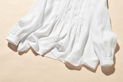 洗練された印象を叶える　大人のきれいめシャツブラウス 長袖ブラウス　リネン100％　250920