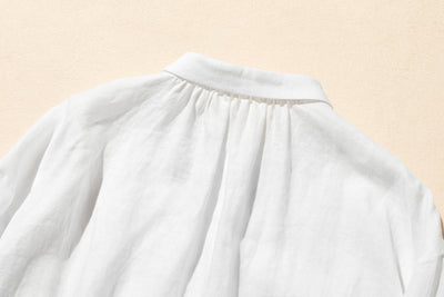 洗練された印象を叶える　大人のきれいめシャツブラウス 長袖ブラウス　リネン100％　250920