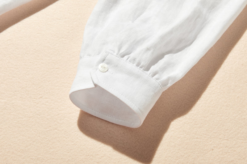 洗練された印象を叶える　大人のきれいめシャツブラウス 長袖ブラウス　リネン100％　250920