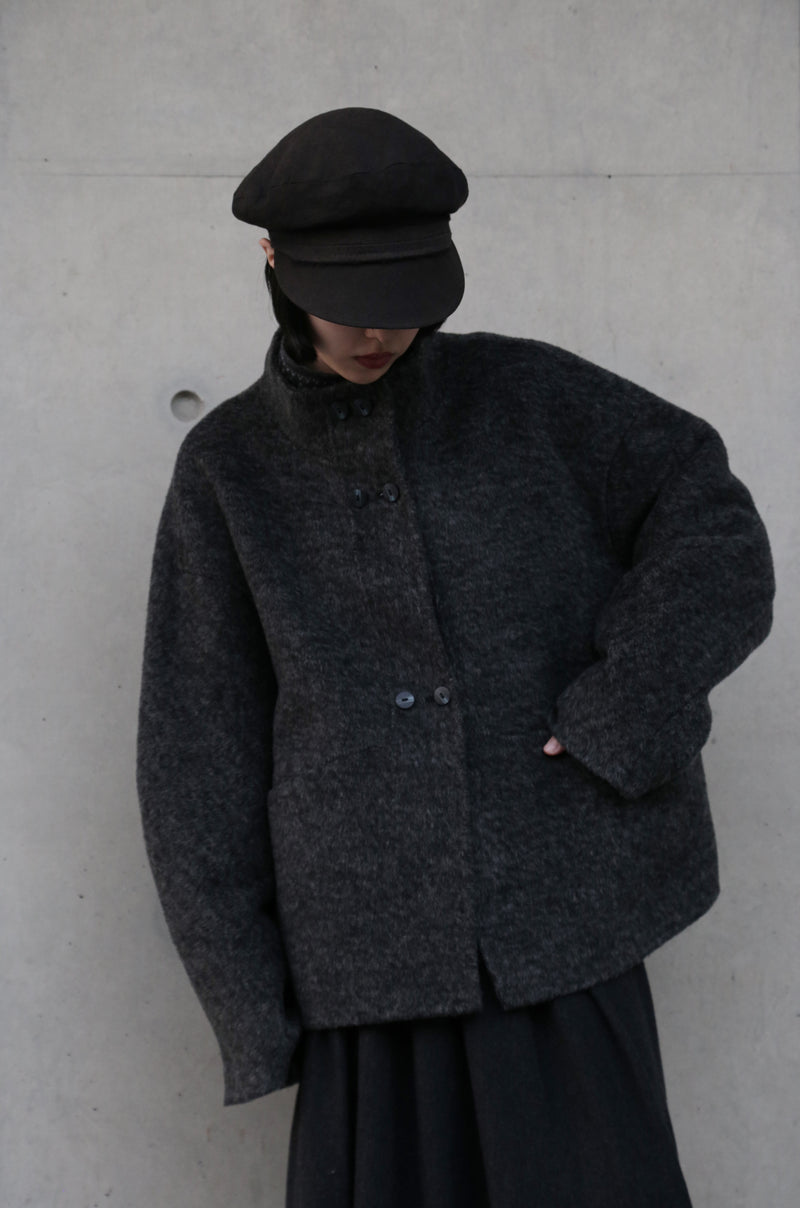 熟練の技が光る、総手縫いウールハイネックコート　ウールコート　251131-1