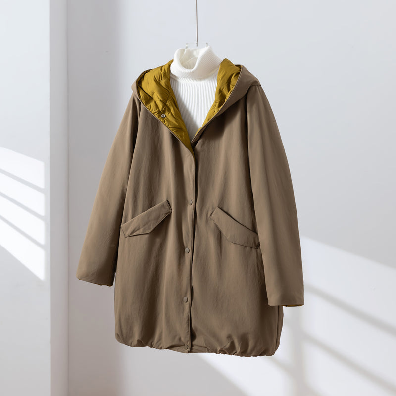 1枚で2つの魅力！ふんわりショールカラー　リバーシブルダウン　ダウンコート　 251108