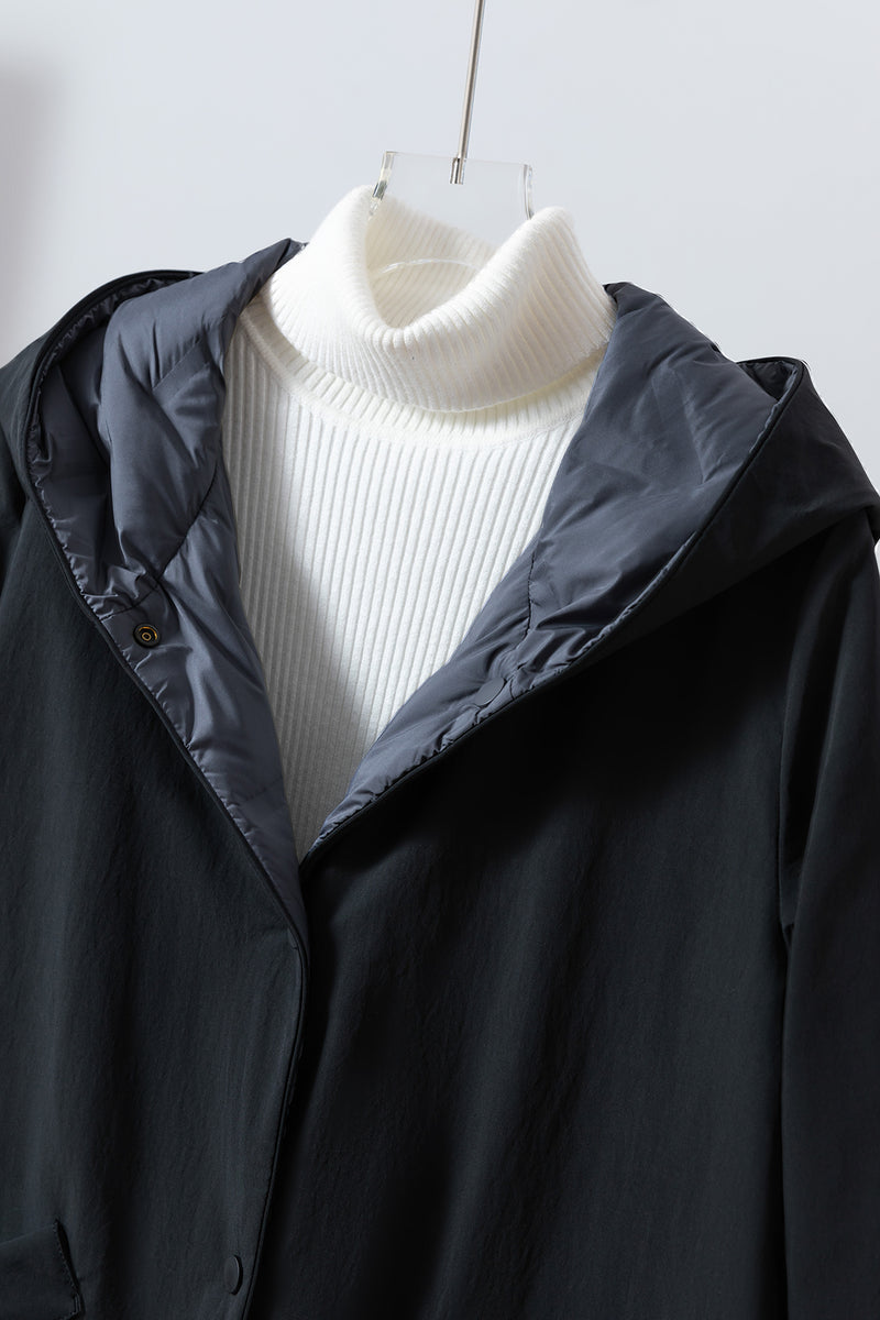 1枚で2つの魅力！ふんわりショールカラー　リバーシブルダウン　ダウンコート　 251108