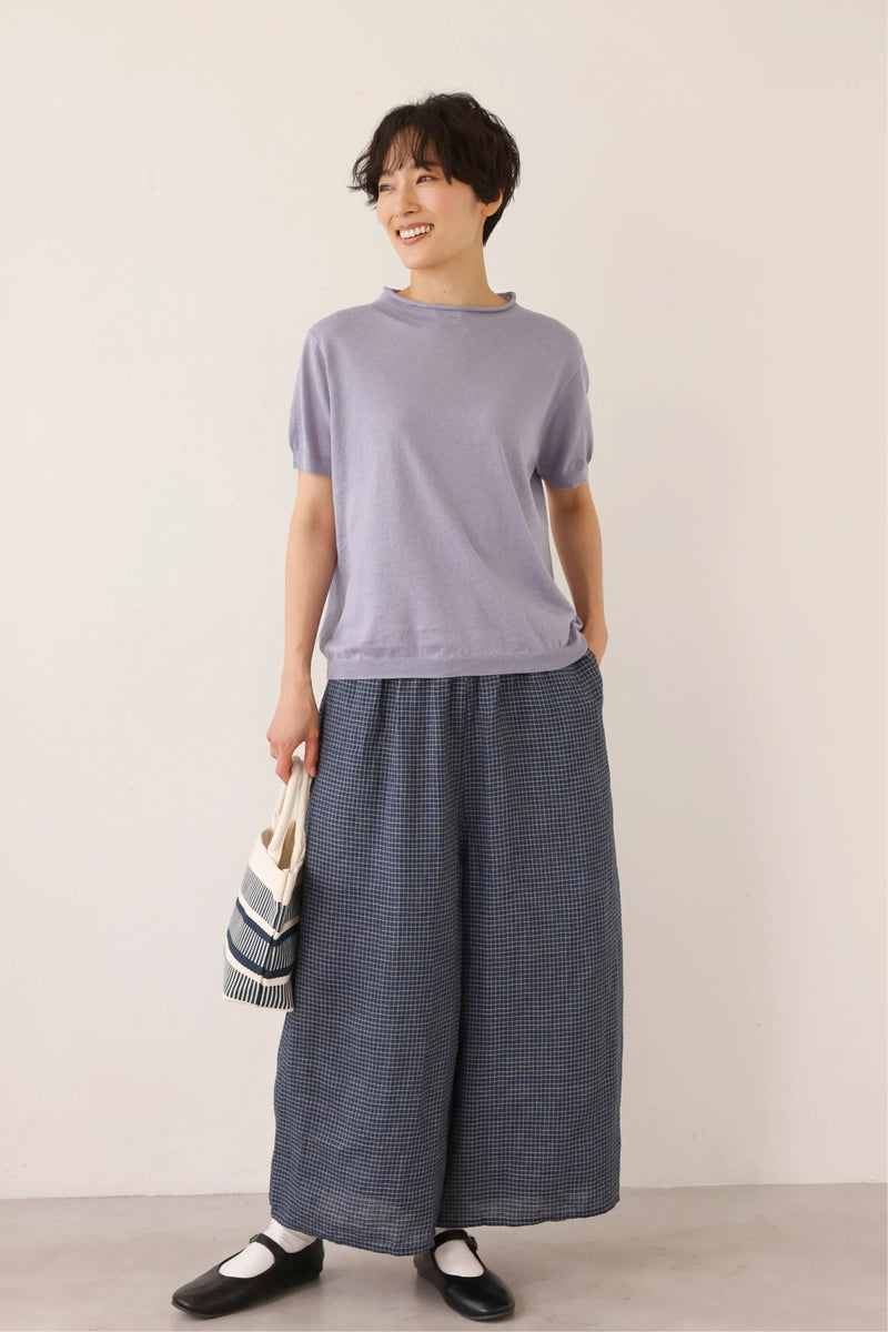 心地よさとおしゃれさを両立したワイドパンツ　リネン100％　9分丈パンツ　ズボン　250901-1