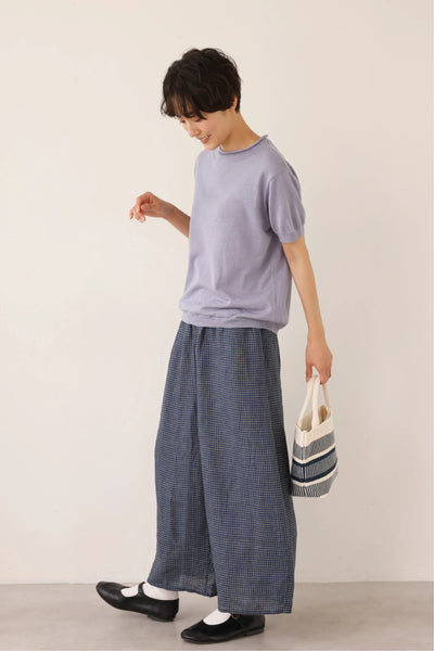 心地よさとおしゃれさを両立したワイドパンツ　リネン100％　9分丈パンツ　ズボン　250901-1