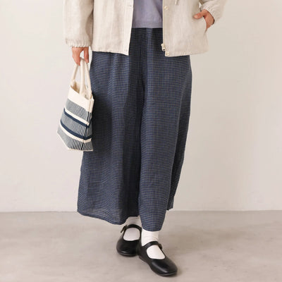 心地よさとおしゃれさを両立したワイドパンツ　リネン100％　9分丈パンツ　ズボン　250901-1