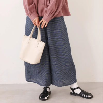 心地よさとおしゃれさを両立したワイドパンツ　リネン100％　9分丈パンツ　ズボン　250901-1