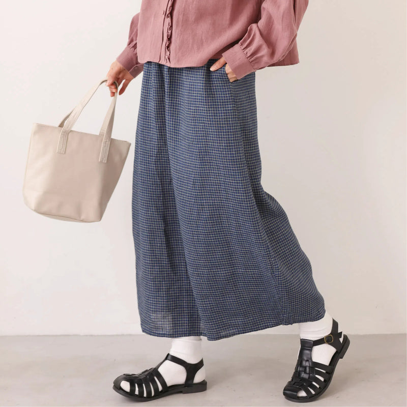 心地よさとおしゃれさを両立したワイドパンツ　リネン100％　9分丈パンツ　ズボン　250901-1