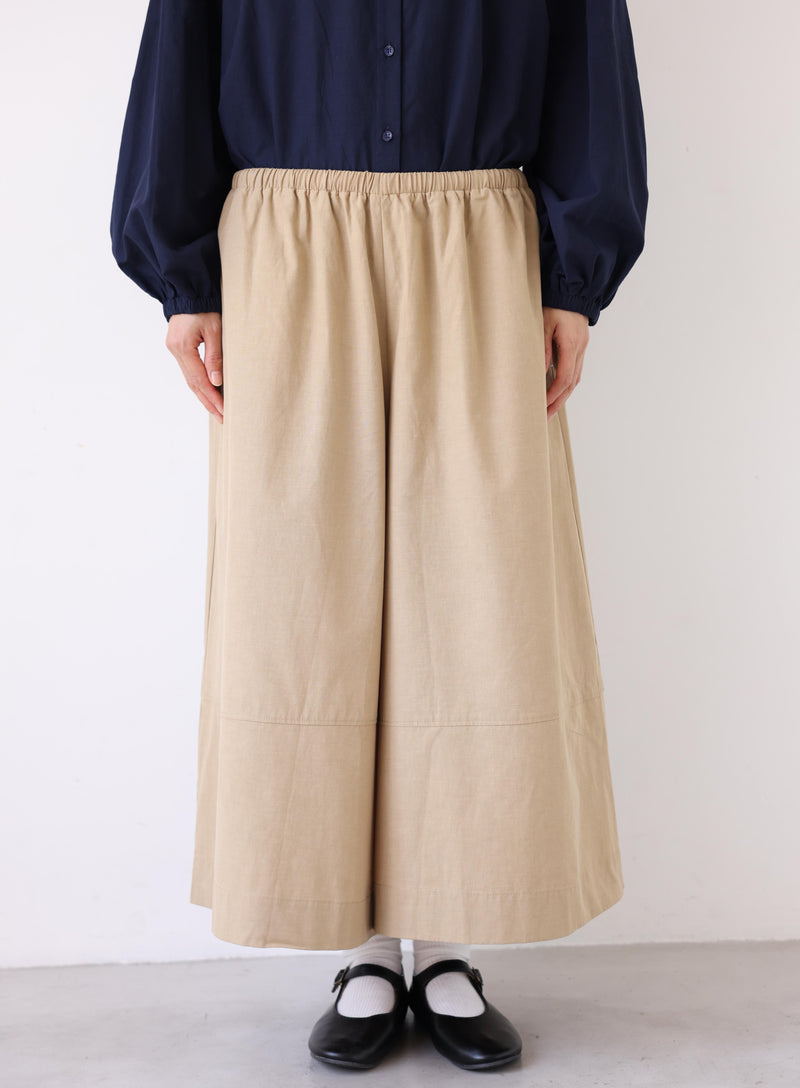 スカートのような優雅さ 通年着用可能ワイドパンツ エコ素材 リヨセル×コットン フレアワイドパンツ 250804
