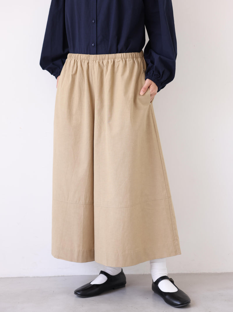 スカートのような優雅さ 通年着用可能ワイドパンツ エコ素材 リヨセル×コットン フレアワイドパンツ 250804