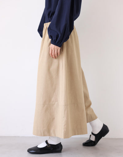 スカートのような優雅さ 通年着用可能ワイドパンツ エコ素材 リヨセル×コットン フレアワイドパンツ 250804