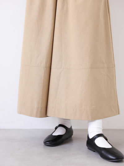 スカートのような優雅さ 通年着用可能ワイドパンツ エコ素材 リヨセル×コットン フレアワイドパンツ 250804