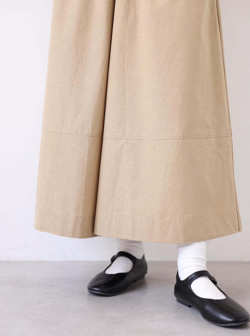 スカートのような優雅さ 通年着用可能ワイドパンツ エコ素材 リヨセル×コットン フレアワイドパンツ 250804