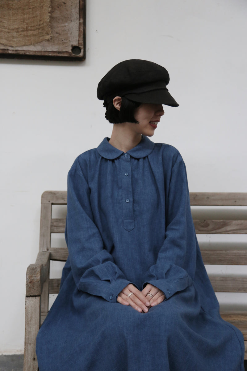 大人の上品な可愛らしさを演出 丸襟ワンピース　ロングワンピース　リネンワンピース&nbsp; 　250918