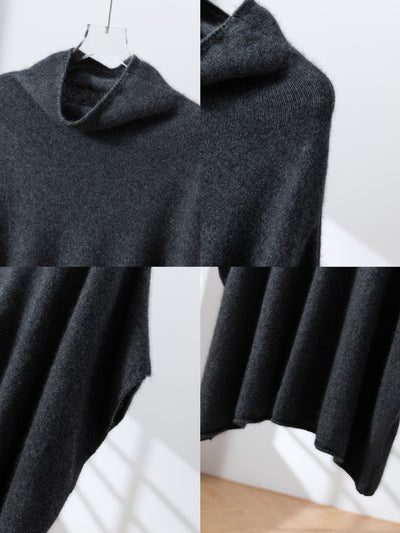 上質な温もりと自由なスタイリングを演出　ウールセーター ケープ風ニット　カシミヤセーター　251125