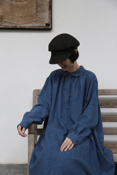 大人の上品な可愛らしさを演出 丸襟ワンピース　ロングワンピース　リネンワンピース&nbsp; 　250918