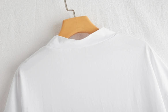 気付けば手に取る　コットンカットソー  ボトルネック7分袖Tシャツ　カットソー 220601