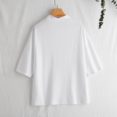 気付けば手に取る　コットンカットソー  ボトルネック7分袖Tシャツ　カットソー 220601