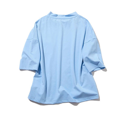 気付けば手に取る　コットンカットソー  ボトルネック7分袖Tシャツ　カットソー 220601