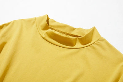 気付けば手に取る　コットンカットソー  ボトルネック7分袖Tシャツ　カットソー 220601