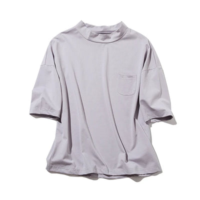 気付けば手に取る　コットンカットソー  ボトルネック7分袖Tシャツ　カットソー 220601
